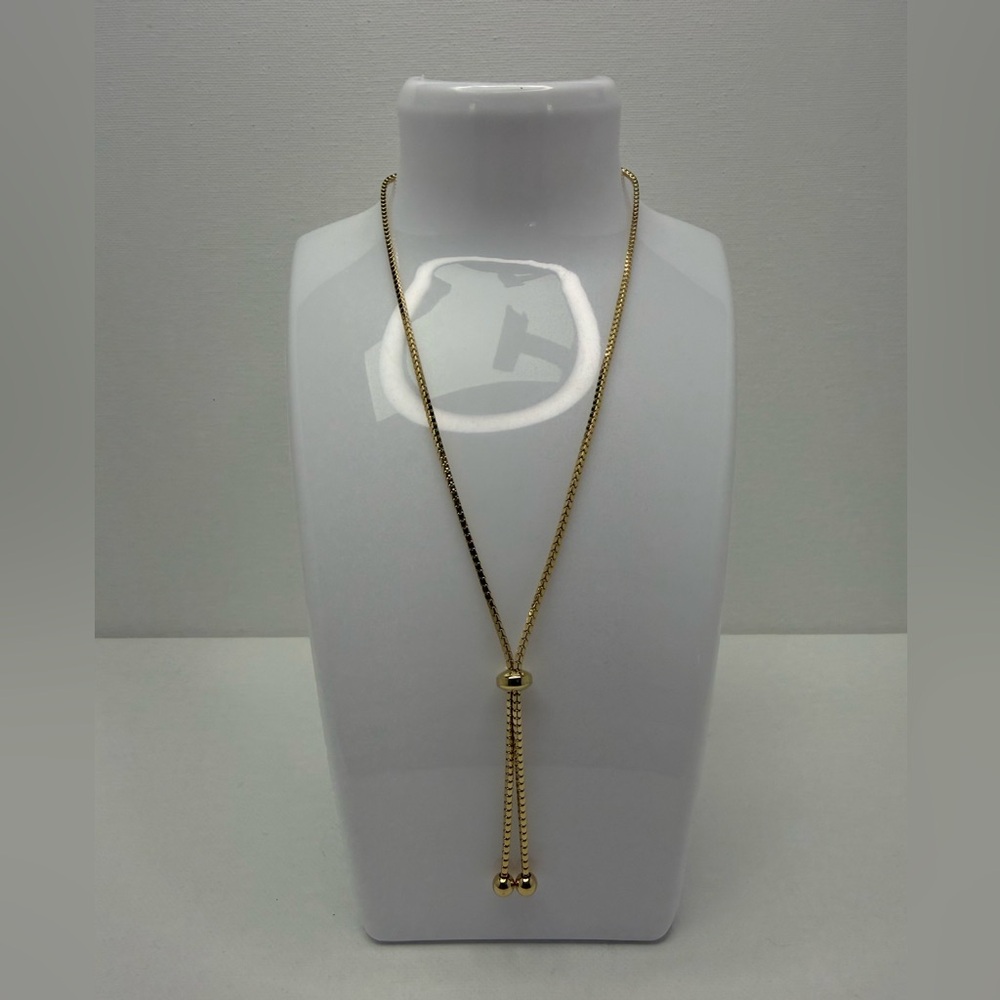 18K Genuine Yellow Gold Adjustable Boxchain Necklace